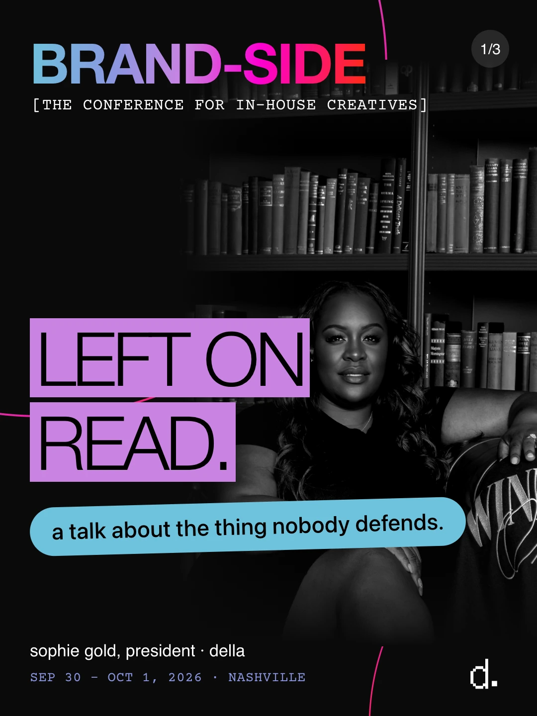 Brand-Side 2026 artwork for Sophie Gold’s Left on Read talk in Nashville, with Sophie pictured beneath the title